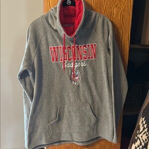 Gray Sweatshirt with Red Wisconsin Graphic